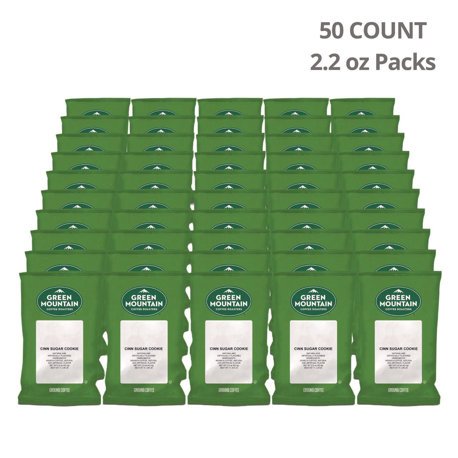 Cinnamon Sugar Cookie Coffee Fraction Packs, 2.2 oz, 50/Carton