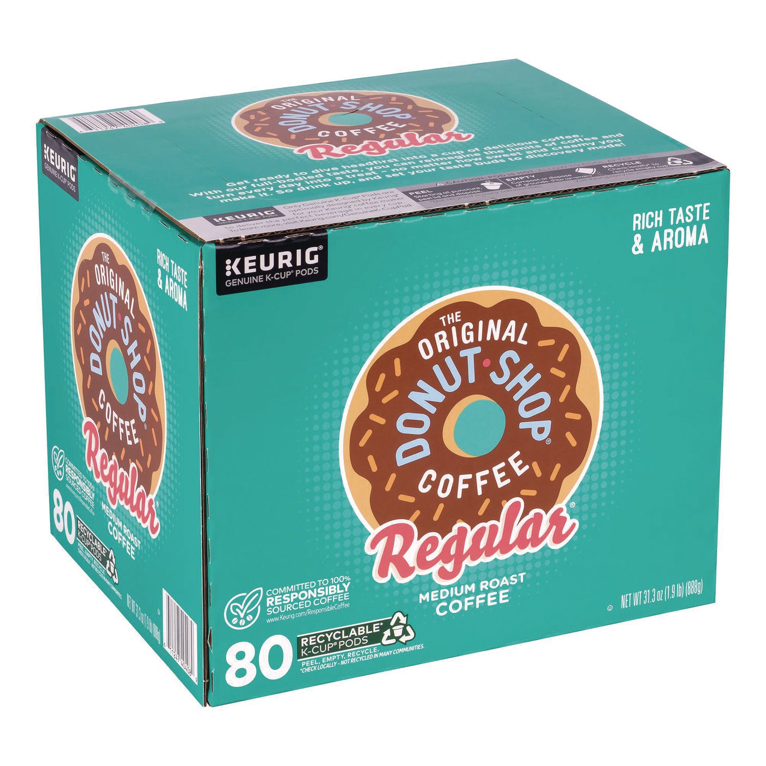 Donut Shop Coffee K-Cups, Regular, 100/Carton, Ships in 1-3 Business Days