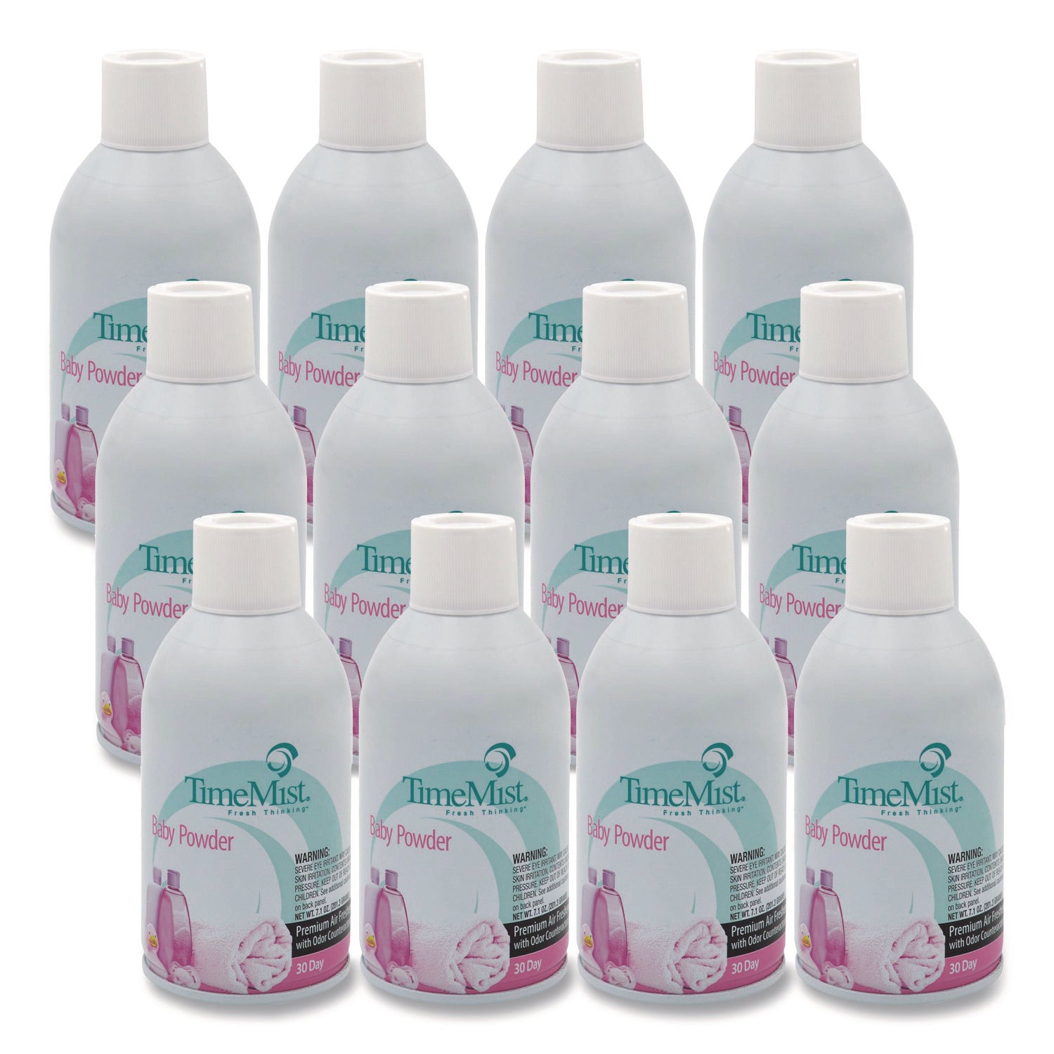 Premium Metered Air Freshener Refill, Baby Powder, 5.3 oz Aerosol Spray, 12/Carton