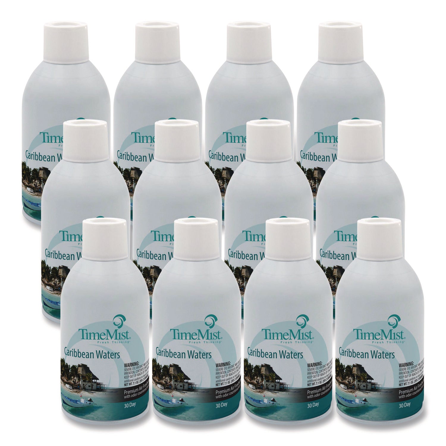 Premium Metered Air Freshener Refill, Caribbean Waters, 6.6 oz Aerosol Spray 12/Carton