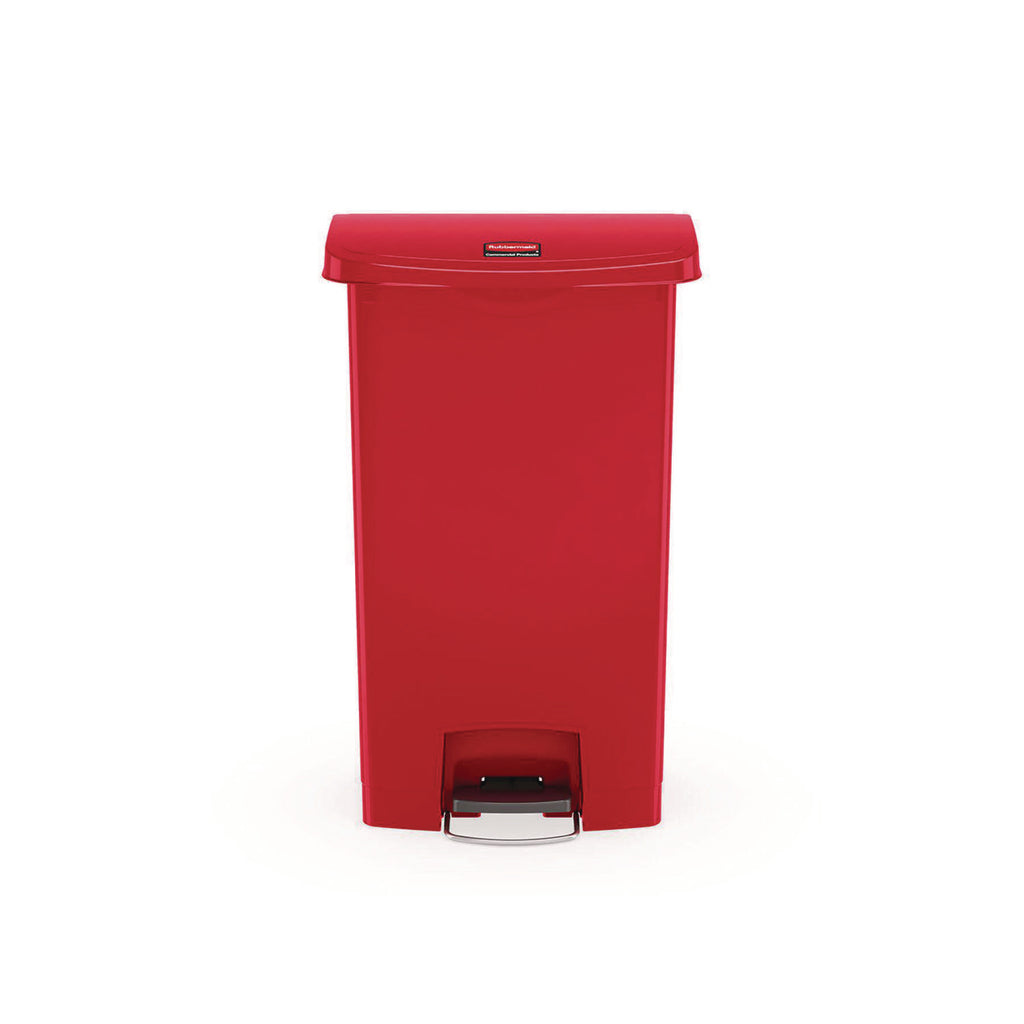 Streamline Resin Step-On Container, Front Step Style, 18 gal, Polyethylene, Red