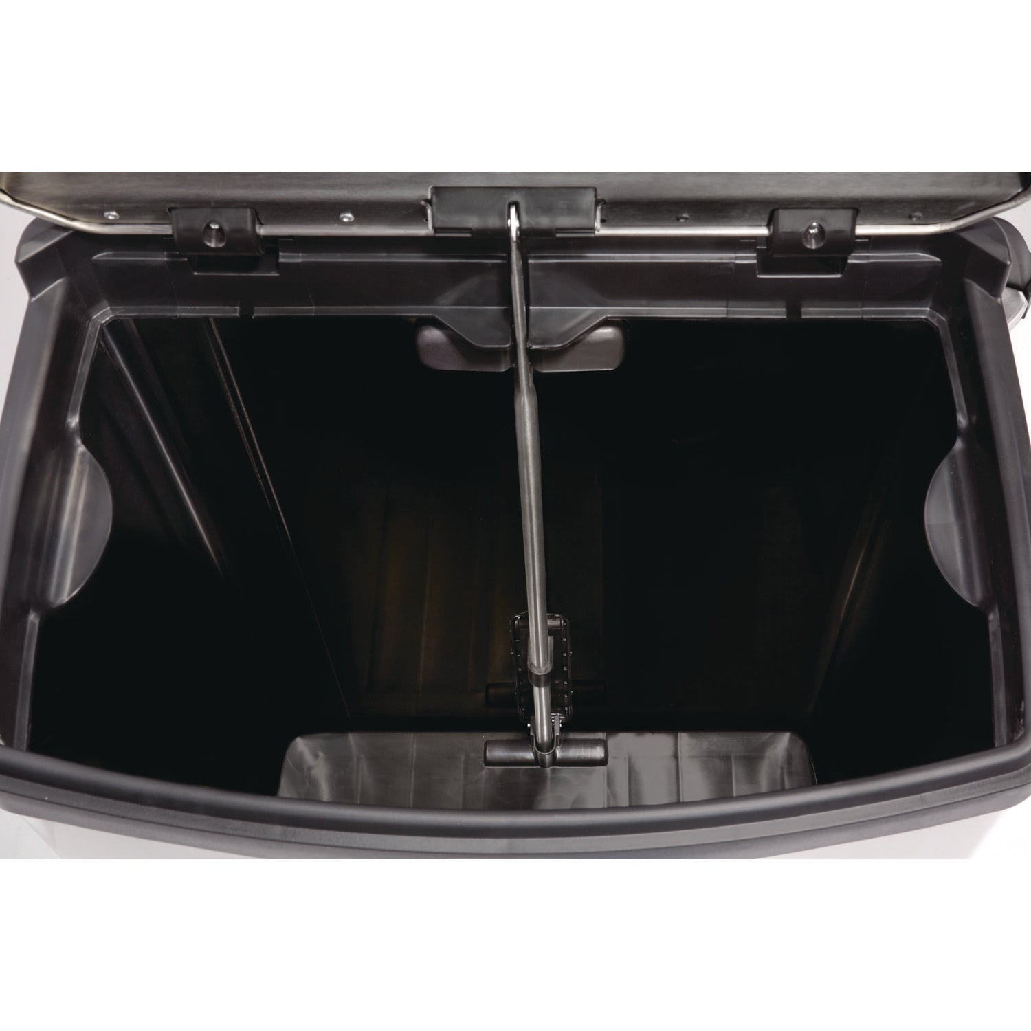 Slim Jim Stainless Steel Step-On Container, Front Step Style, 24 gal, Stainless Steel, Black