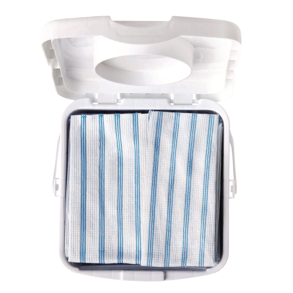 Disposable Microfiber Cleaning Cloths, 12 x 12, Blue/White Stripes, 600/Carton
