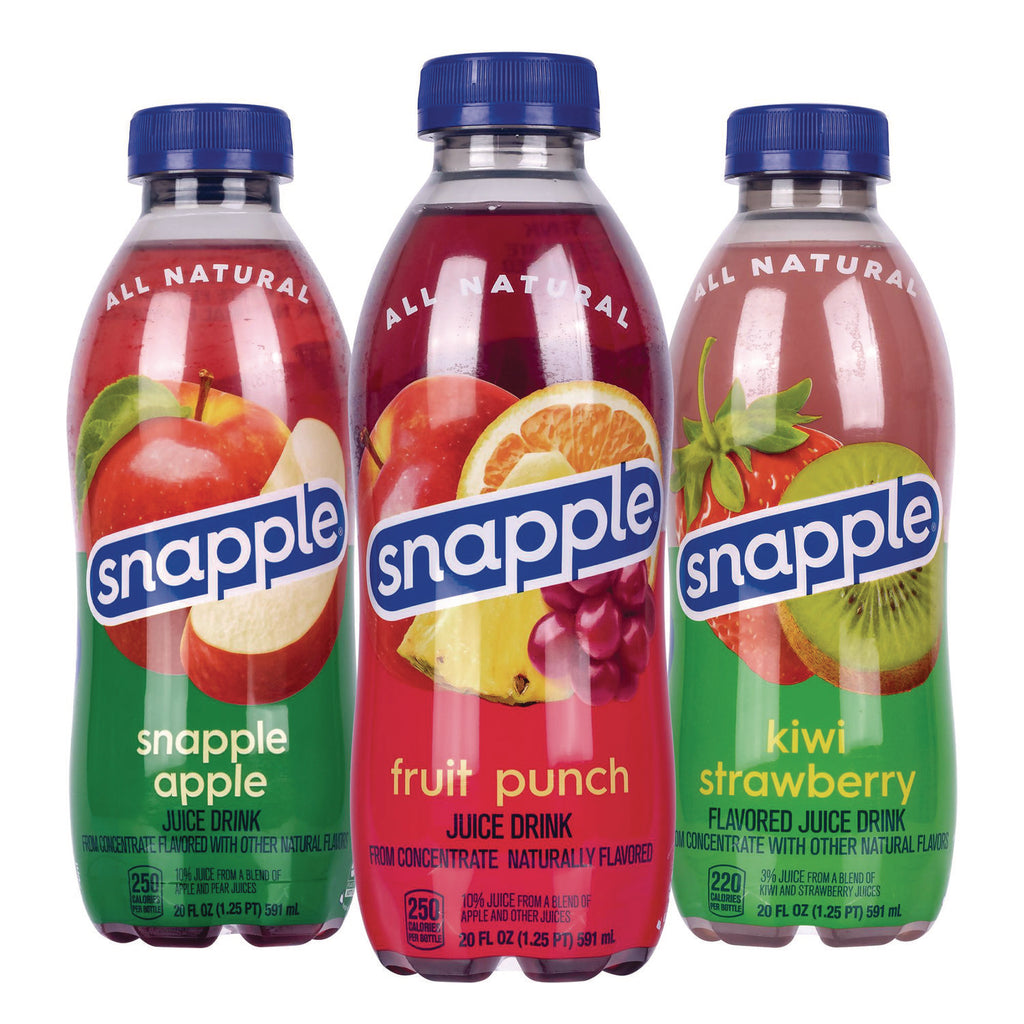 Juice Drink Variety Pack, Snapple Apple, Kiwi Strawberry, Mango Madness, 20 oz Bottle, 24/Carton, Ships in 1-3 Business Days