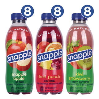 Juice Drink Variety Pack, Snapple Apple, Kiwi Strawberry, Mango Madness, 20 oz Bottle, 24/Carton, Ships in 1-3 Business Days