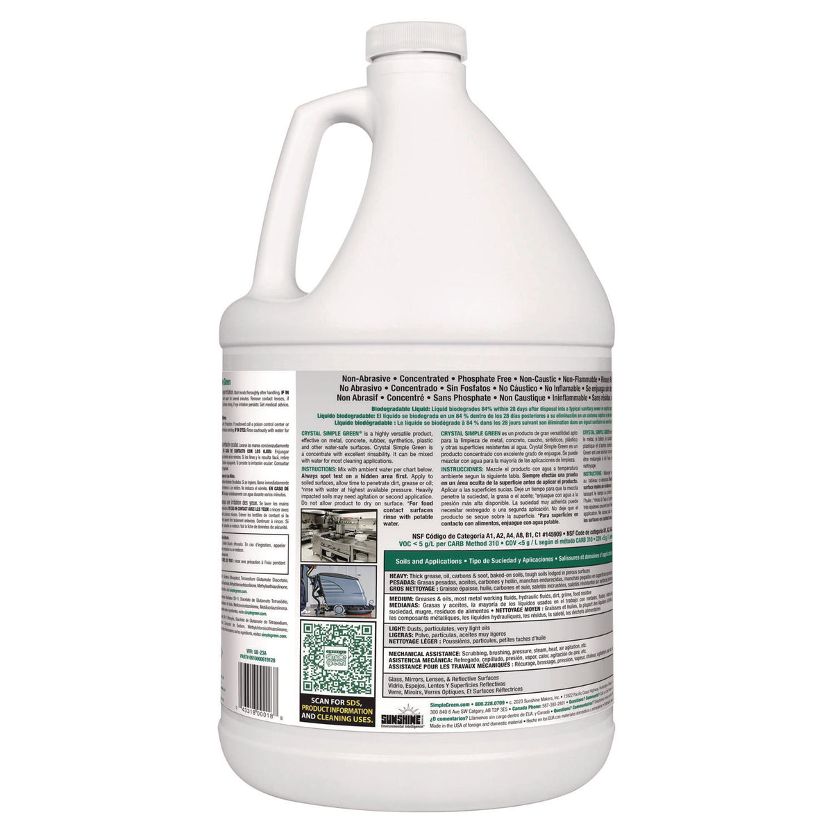 Crystal Industrial Cleaner/Degreaser, 1 gal Bottle, 6/Carton