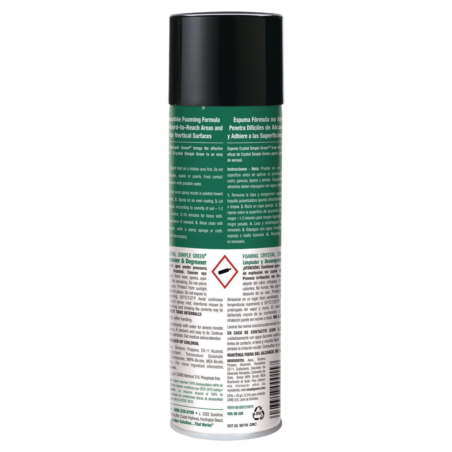 Foaming Crystal Industrial Cleaner and Degreaser, 20 oz Aerosol Spray, 12/Carton