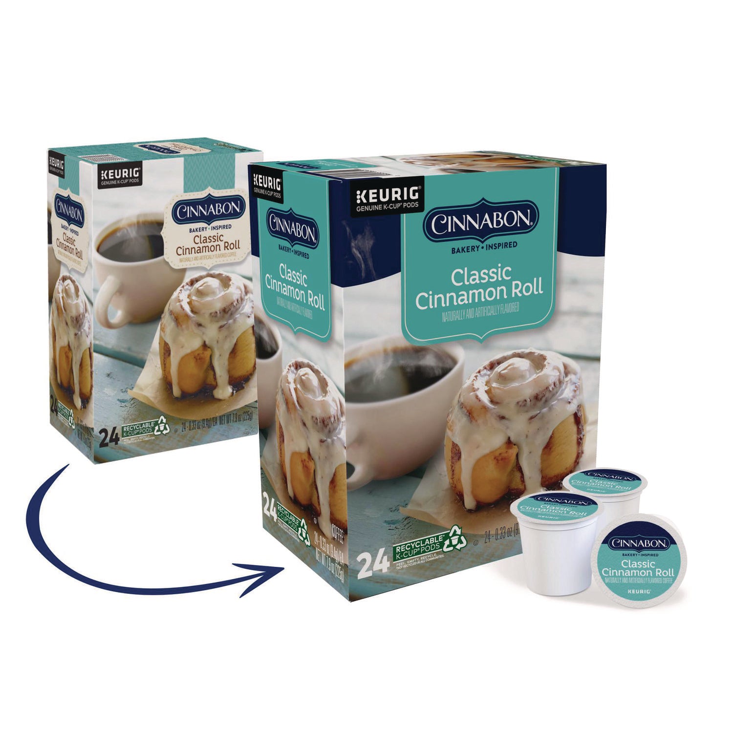 Cinnabon Classic Cinnamon Roll Coffee K-Cups, 24/Box