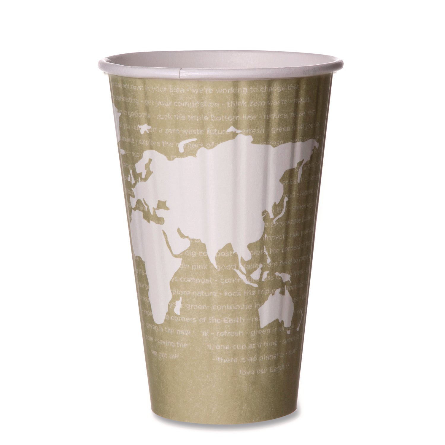 World Art Renewable and Compostable Insulated Hot Cups, PLA, 16 oz, 40/Packs, 15 Packs/Carton