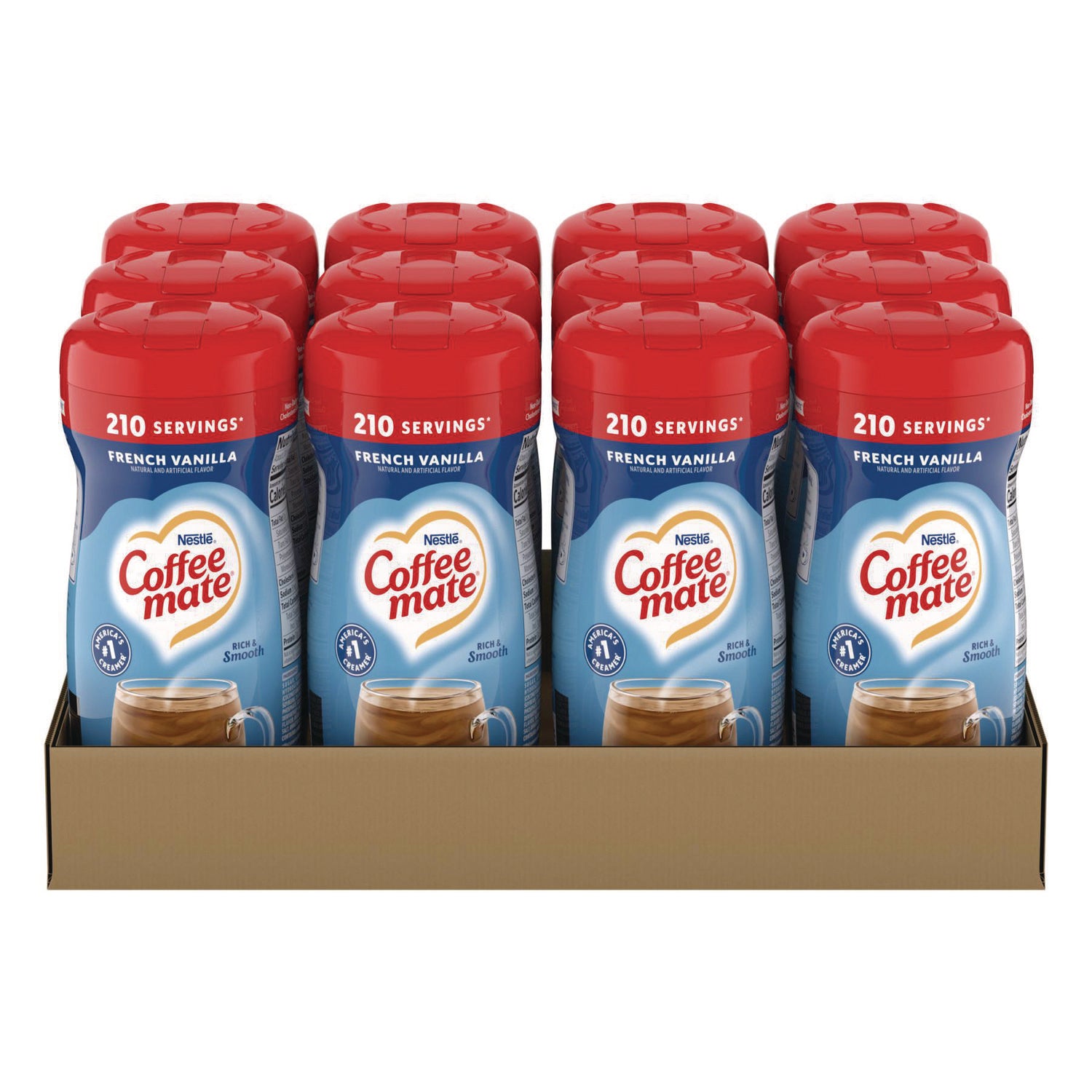 Non-Dairy Powdered Creamer, French Vanilla, 15 oz Canister, 12/Carton