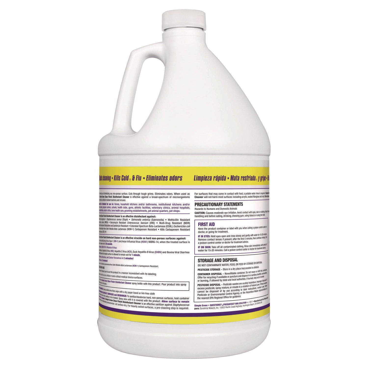 Clean Finish Disinfectant Cleaner, 1 gal Bottle, Herbal