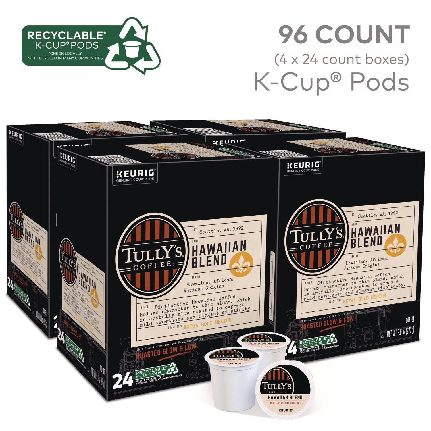 Hawaiian Blend Coffee K-Cups, 96/Carton