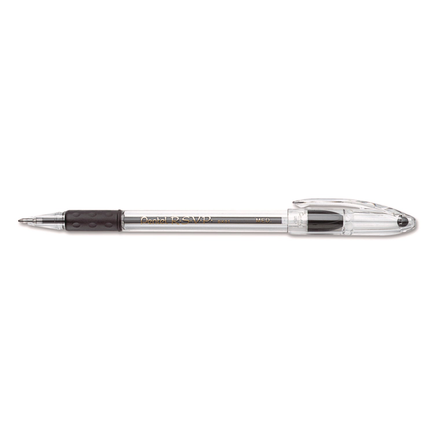 R.S.V.P. Ballpoint Pen Value Pack, Stick, Medium 1 mm, Black Ink, Clear/Black Barrel, 24/Pack