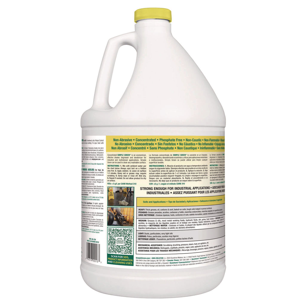 Industrial Cleaner and Degreaser, Concentrated, Lemon, 1 gal Bottle, 6/Carton