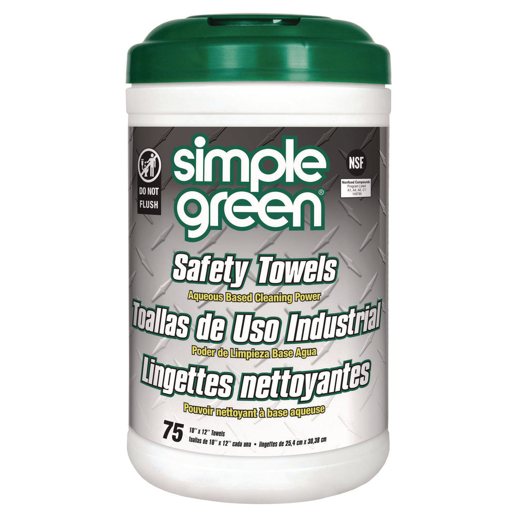 Safety Towels, 1-Ply, 10 x 11.75, White, Unscented, 75/Canister, 6 Canisters/Carton