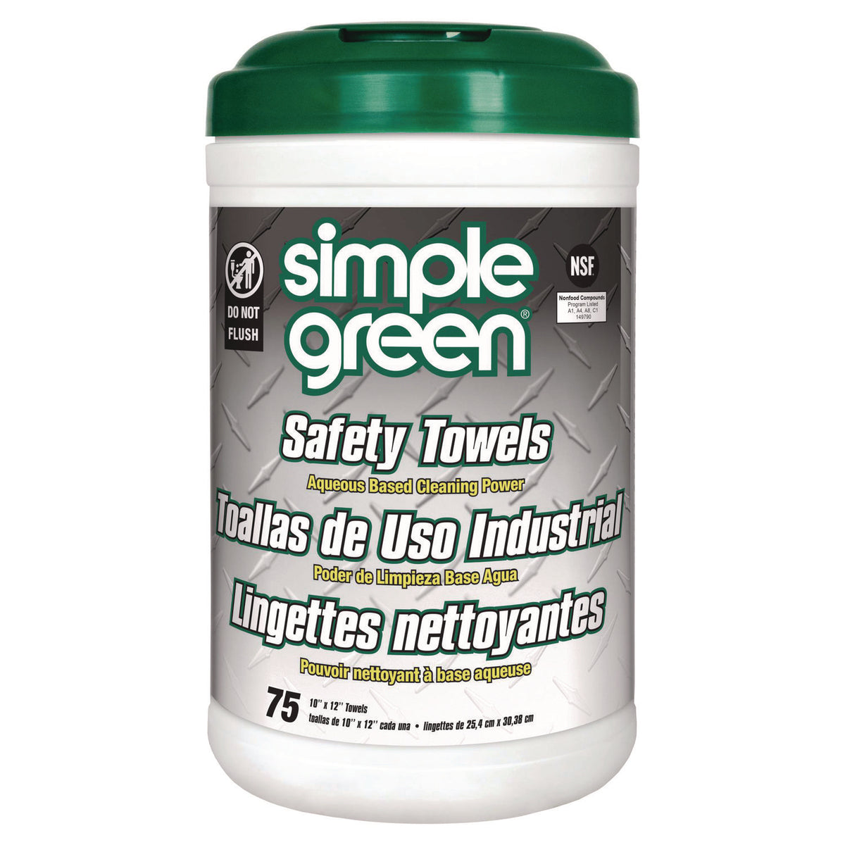 Safety Towels, 1-Ply, 10 x 11.75, White, Unscented, 75/Canister, 6 Canisters/Carton