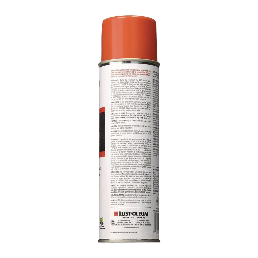 Rust-Oleum Industrial Choice Precision Line Marking Paint - 17 fl oz - 12 / Carton - Alert Orange