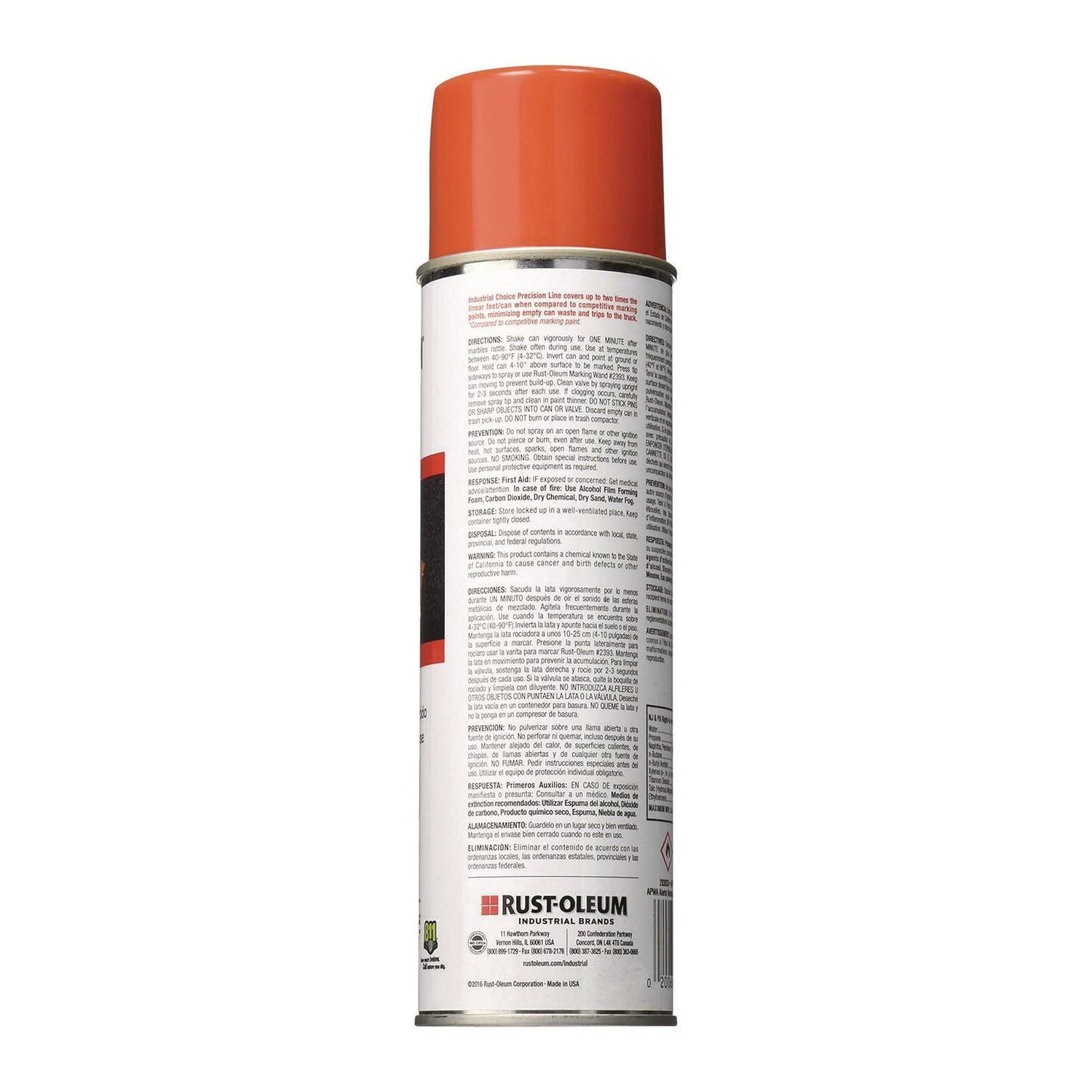 Rust-Oleum Industrial Choice Precision Line Marking Paint - 17 fl oz - 12 / Carton - Alert Orange