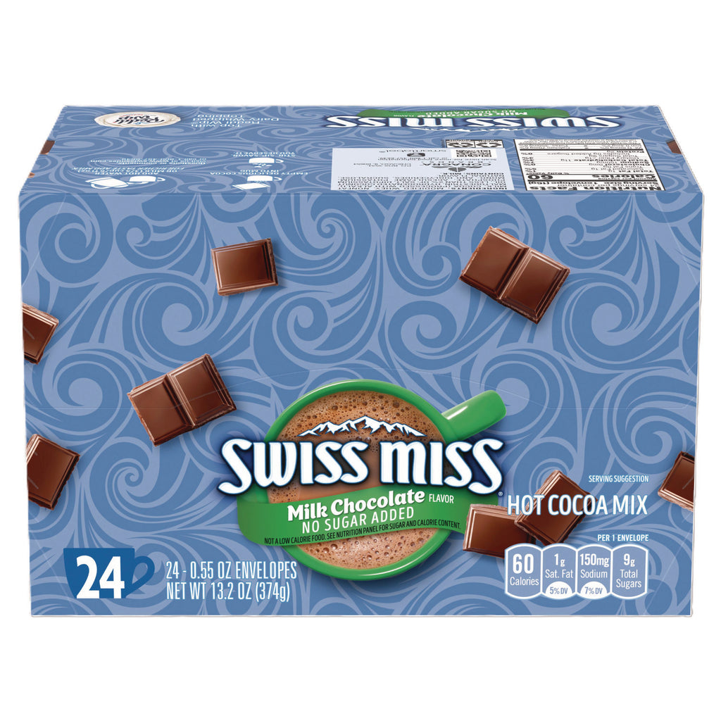 Hot Cocoa Mix, No Sugar Added, 24 Packets/Box