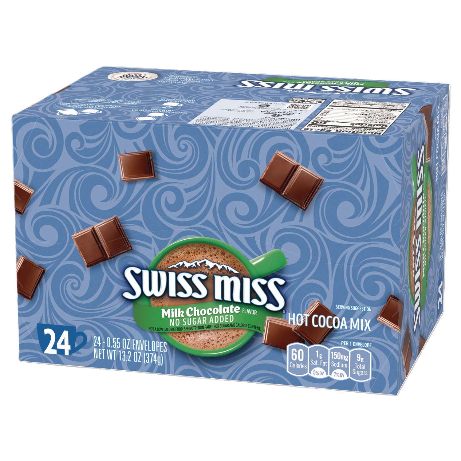 Hot Cocoa Mix, No Sugar Added, 24 Packets/Box