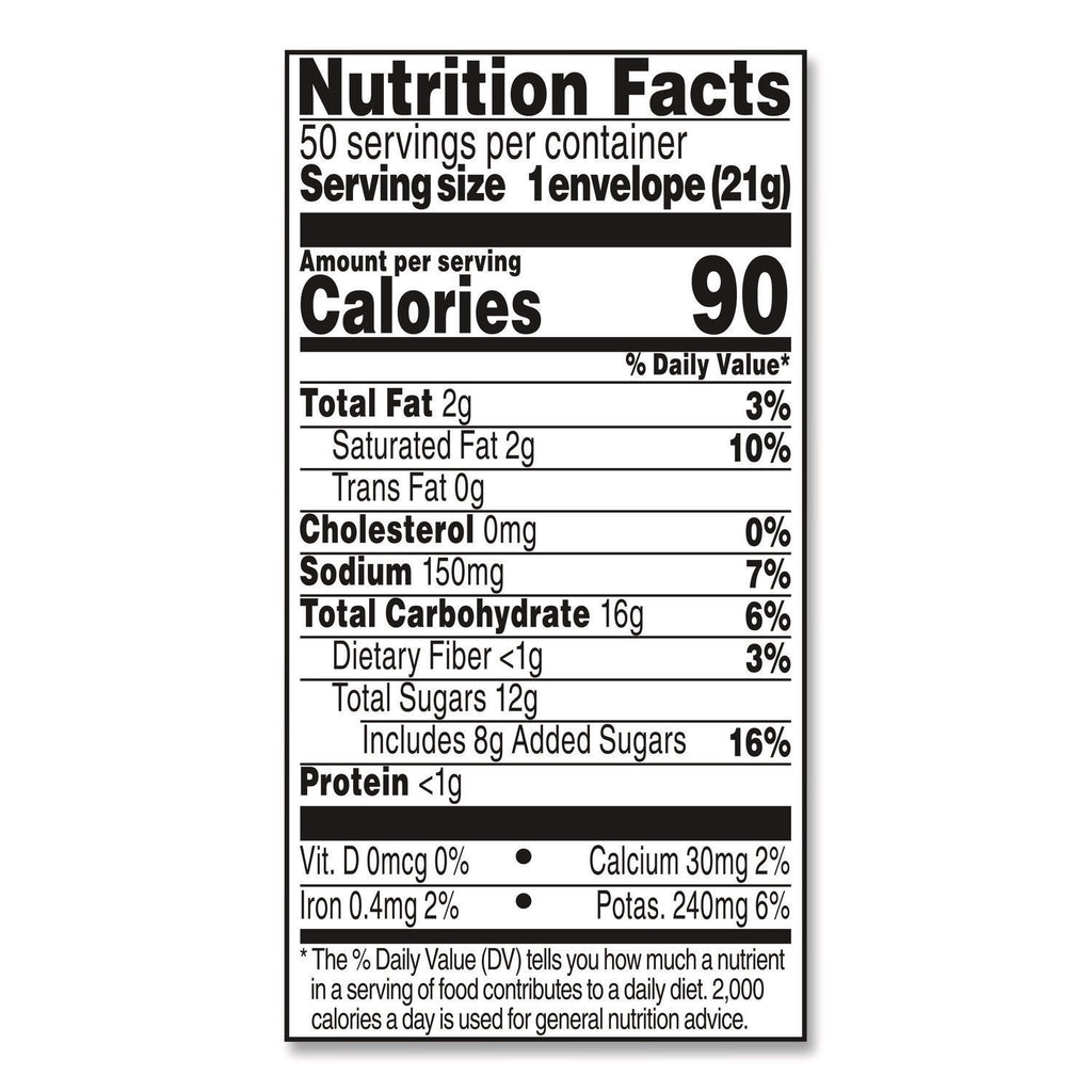 Hot Cocoa Mix, Regular, 0.73 oz. Packets, 50 Packets/Box