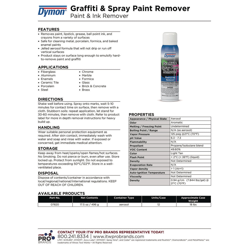 Graffiti/Paint Remover, Jelled Formula, 17.5 oz Aerosol Spray
