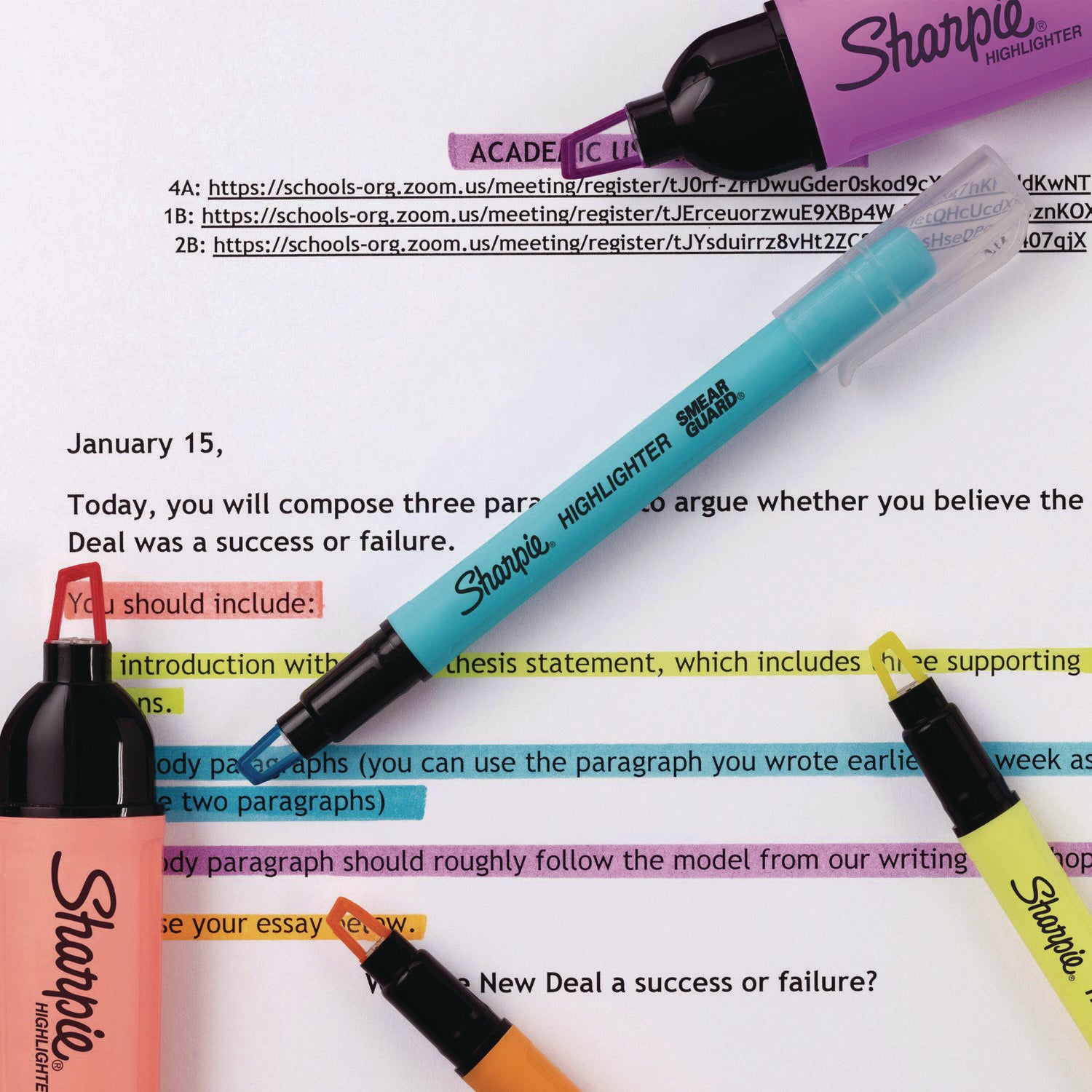 Clearview Pen-Style Highlighter, Assorted Ink Colors, Chisel Tip, Assorted Barrel Colors, 8/Pack