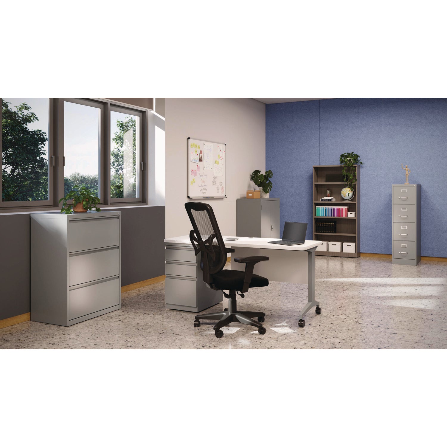 Alera Valencia Series Bookcase, Five-Shelf, 31.75w x 14d x 64.75h, Gray