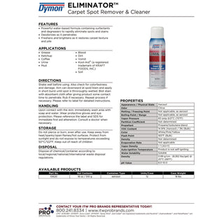 Eliminator Carpet Spot and Stain Remover, 18 oz Aerosol Spray, 12/Carton