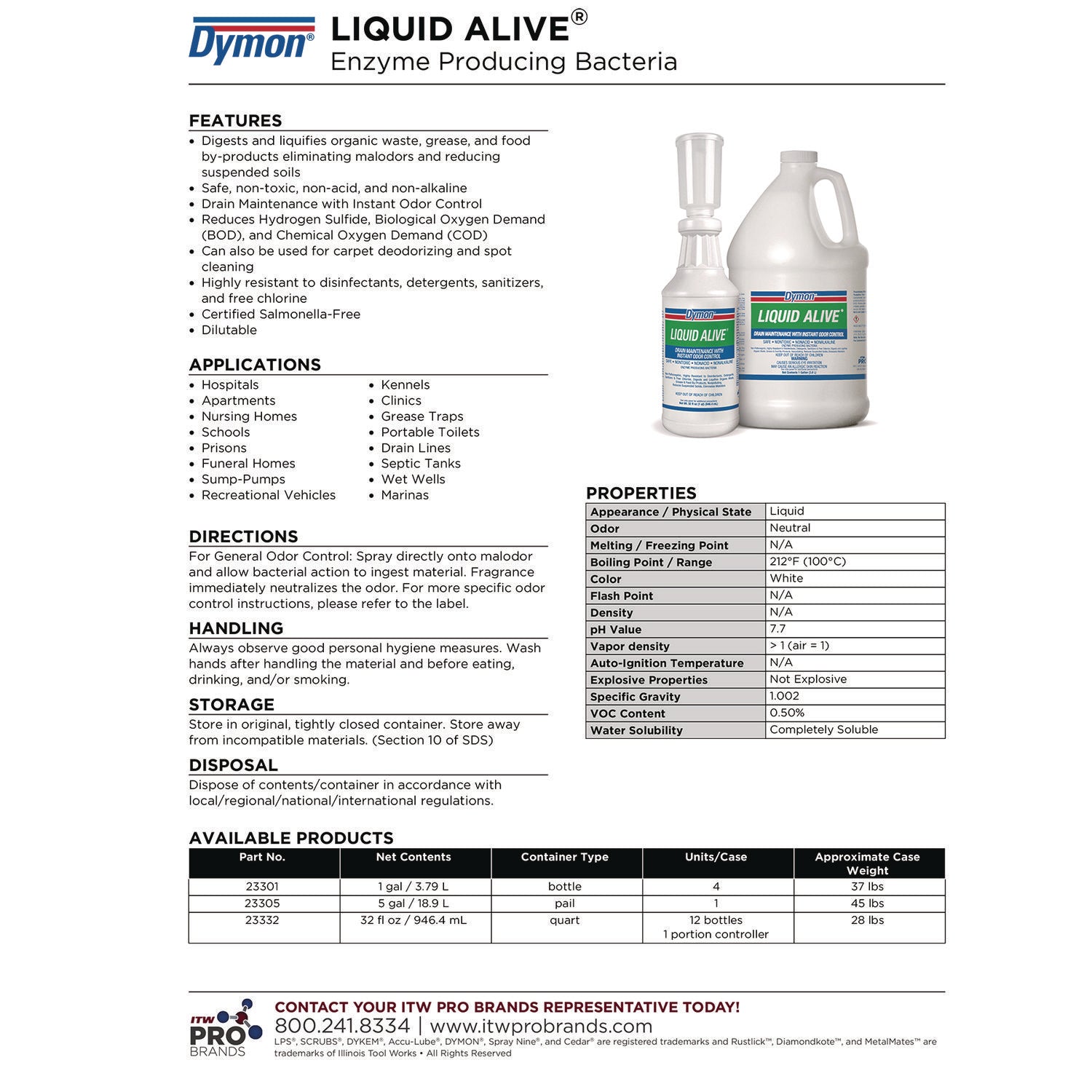 LIQUID ALIVE Enzyme Producing Bacteria, 1 gal Bottle, 4/Carton
