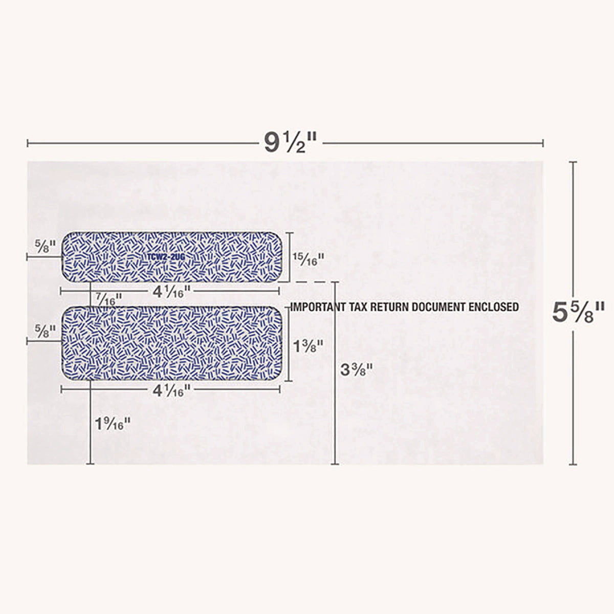 W-2 Laser Double Window Envelope, Commercial Flap, Gummed Closure, 5.63 x 9, White, 24/Pack