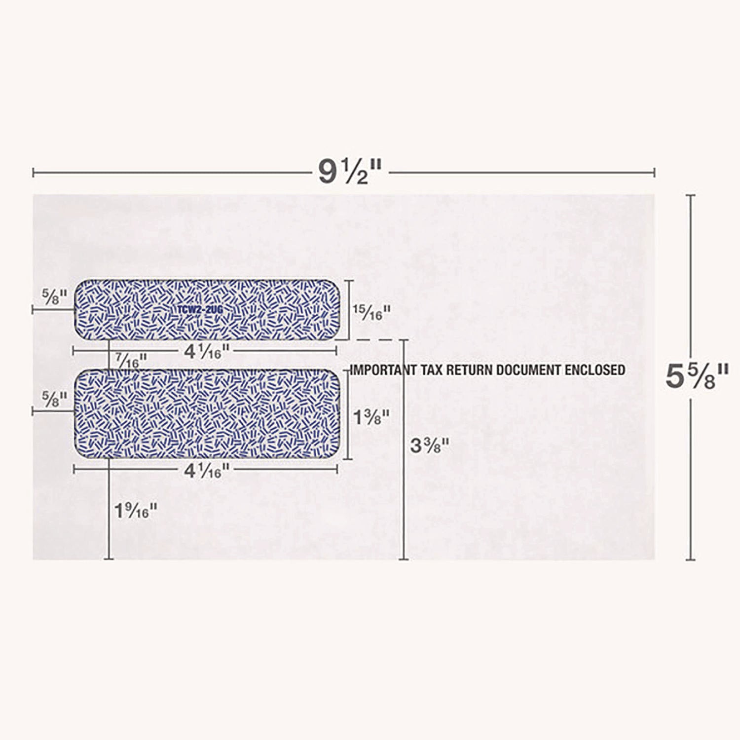 W-2 Laser Double Window Envelope, Commercial Flap, Gummed Closure, 5.63 x 9, White, 24/Pack