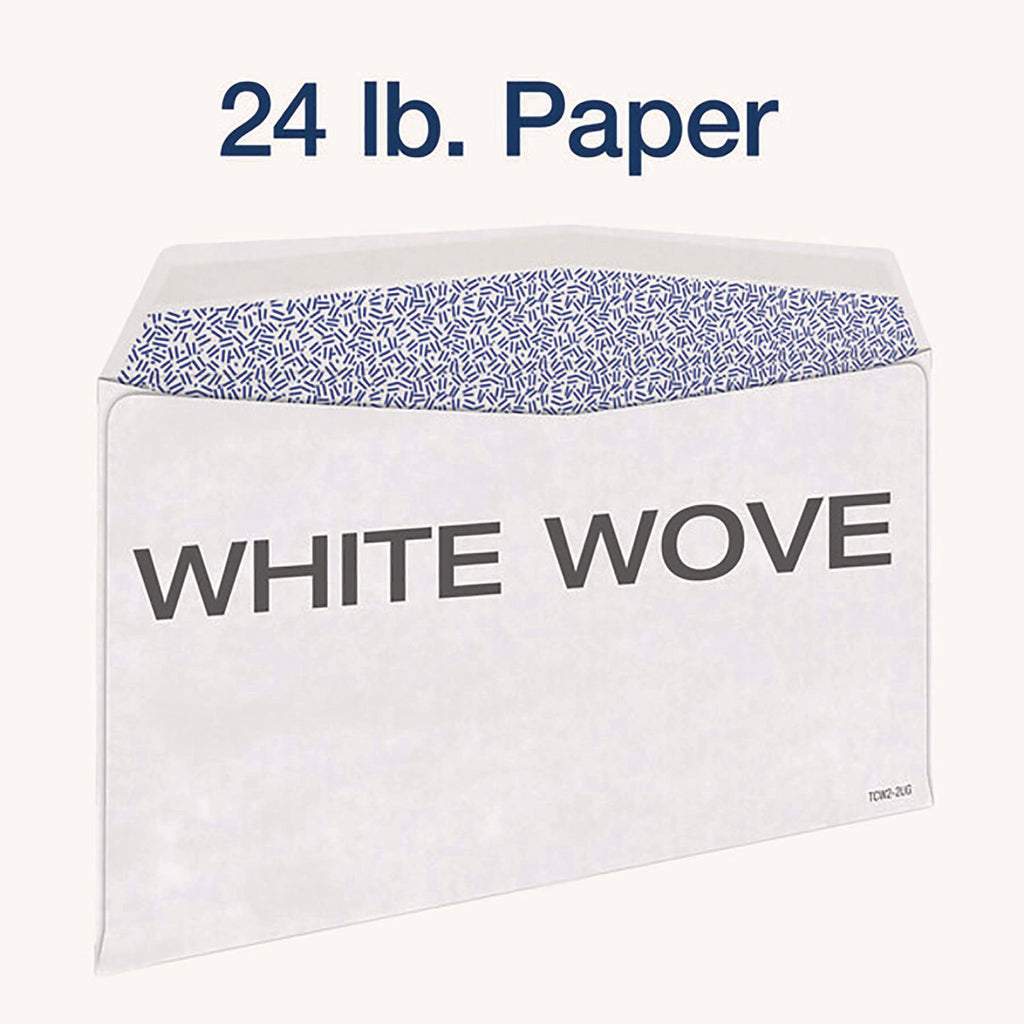 W-2 Laser Double Window Envelope, Commercial Flap, Gummed Closure, 5.63 x 9, White, 24/Pack