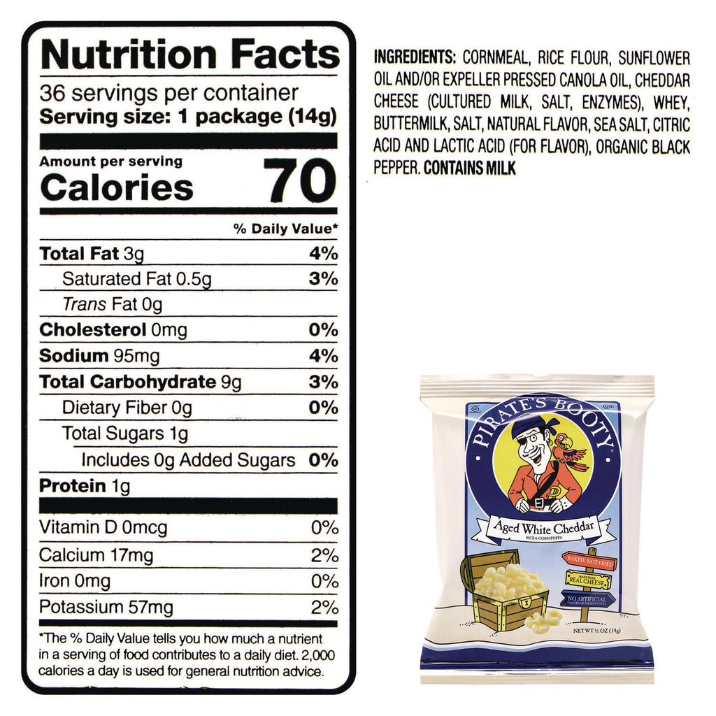 Puffs, Aged White Cheddar, 0.5 oz Bag, 36/Box, Ships in 1-3 Business Days