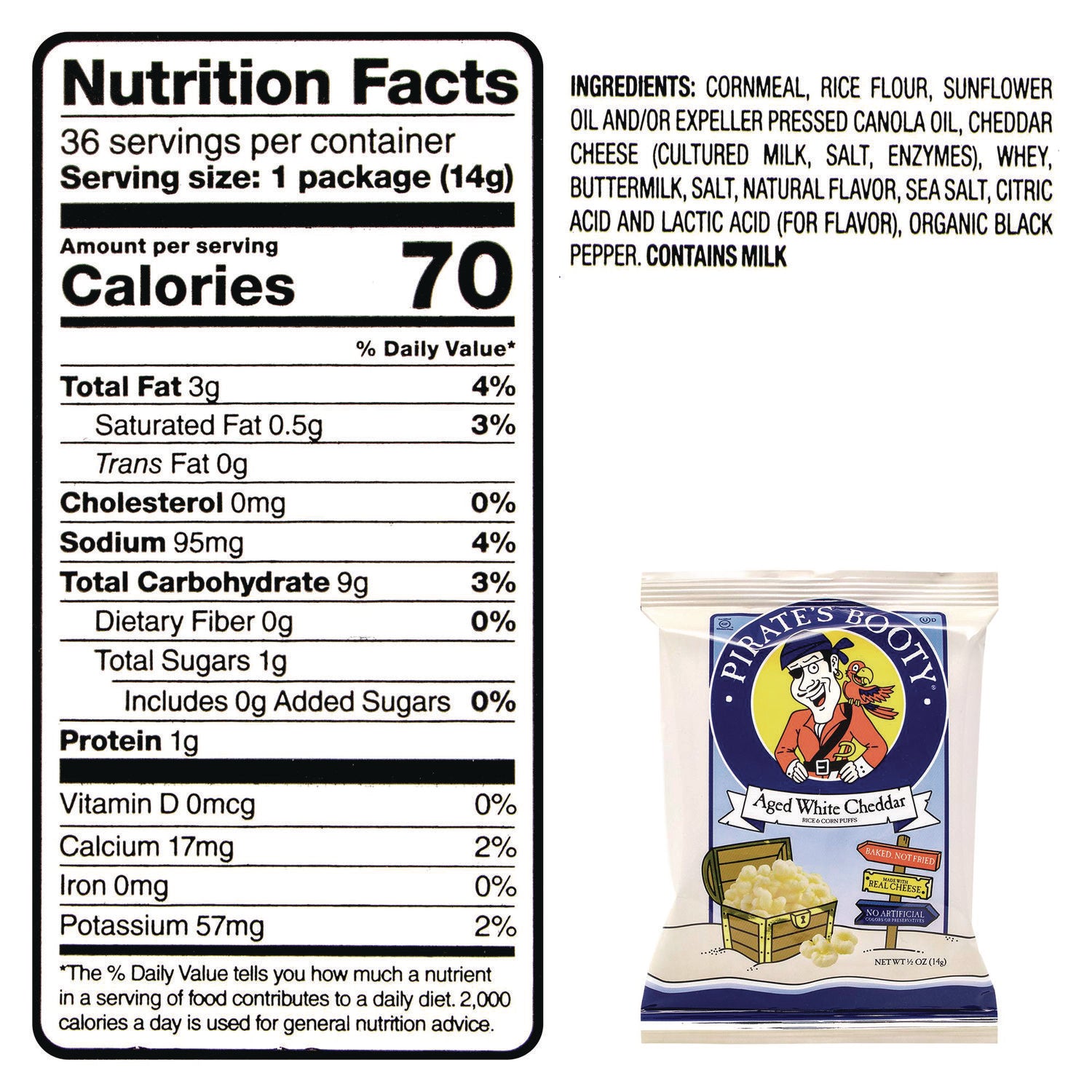 Puffs, Aged White Cheddar, 0.5 oz Bag, 36/Box, Ships in 1-3 Business Days