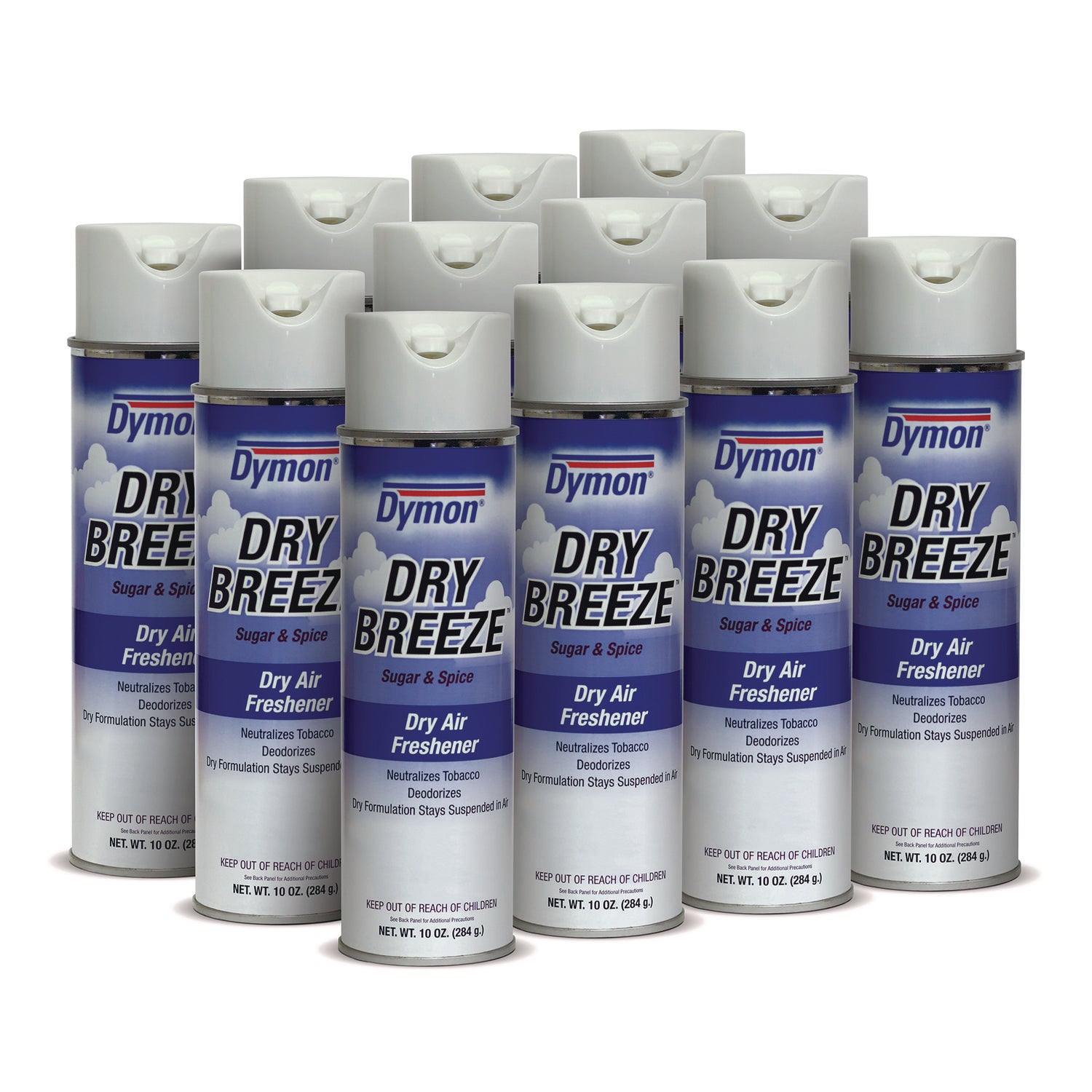 Dry Breeze Aerosol Air Freshener, Sugar and Spice, 10 oz Aerosol Spray, 12/Carton
