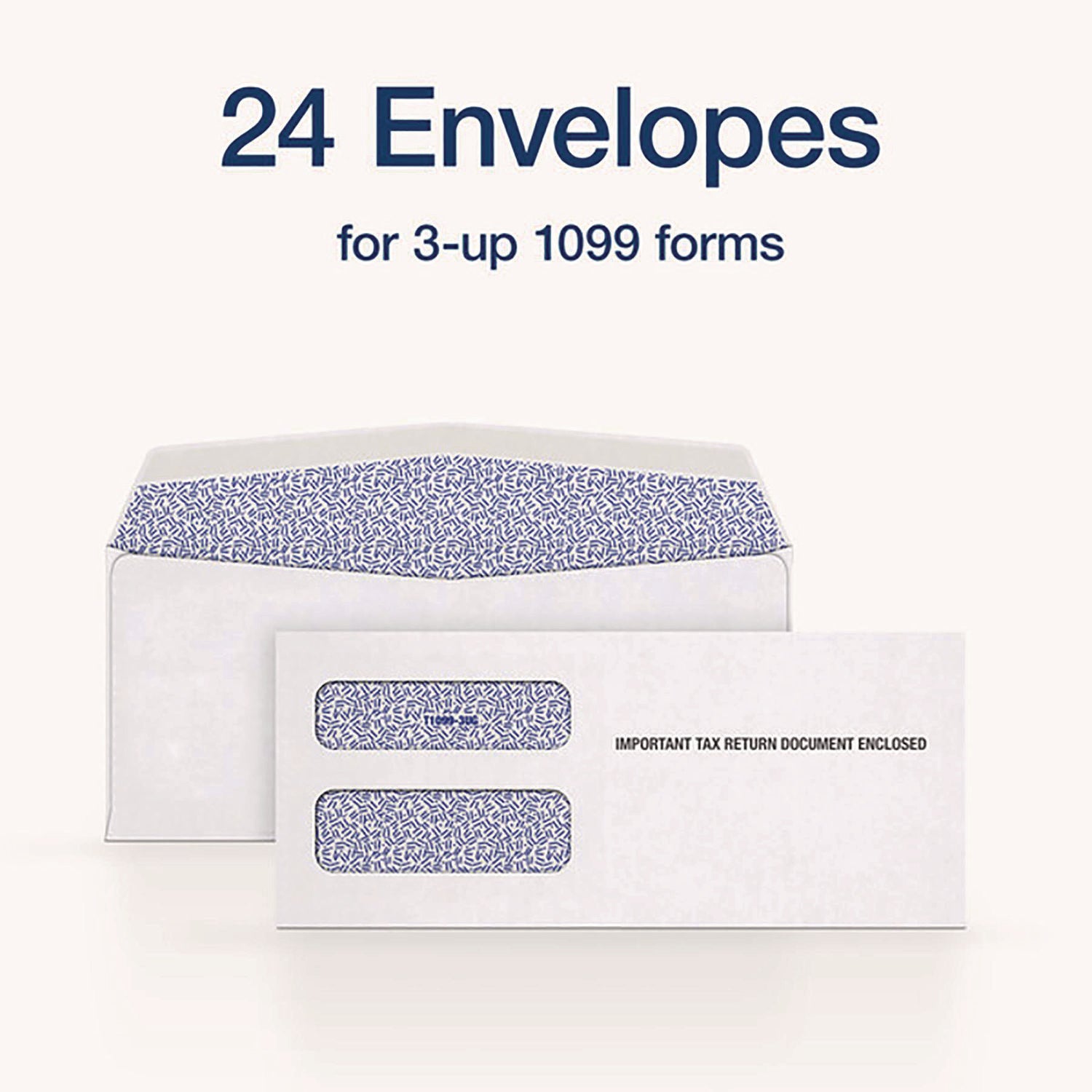 1099 Double Window Envelope, Commercial Flap, Gummed Closure, 3.75 x 8.75, White, 24/Pack