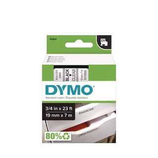 D1 High-Performance Polyester Removable Label Tape, 0.75" X 23 Ft, Black On Clear