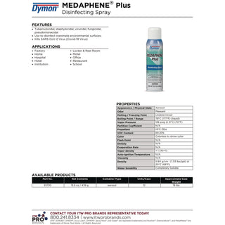 Medaphene Plus Disinfectant Spray, 15.5 oz Aerosol Spray, 12/Carton