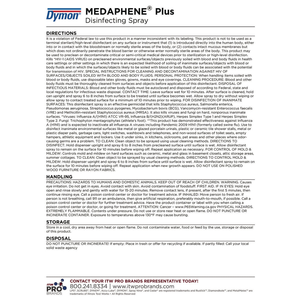 Medaphene Plus Disinfectant Spray, 15.5 oz Aerosol Spray, 12/Carton