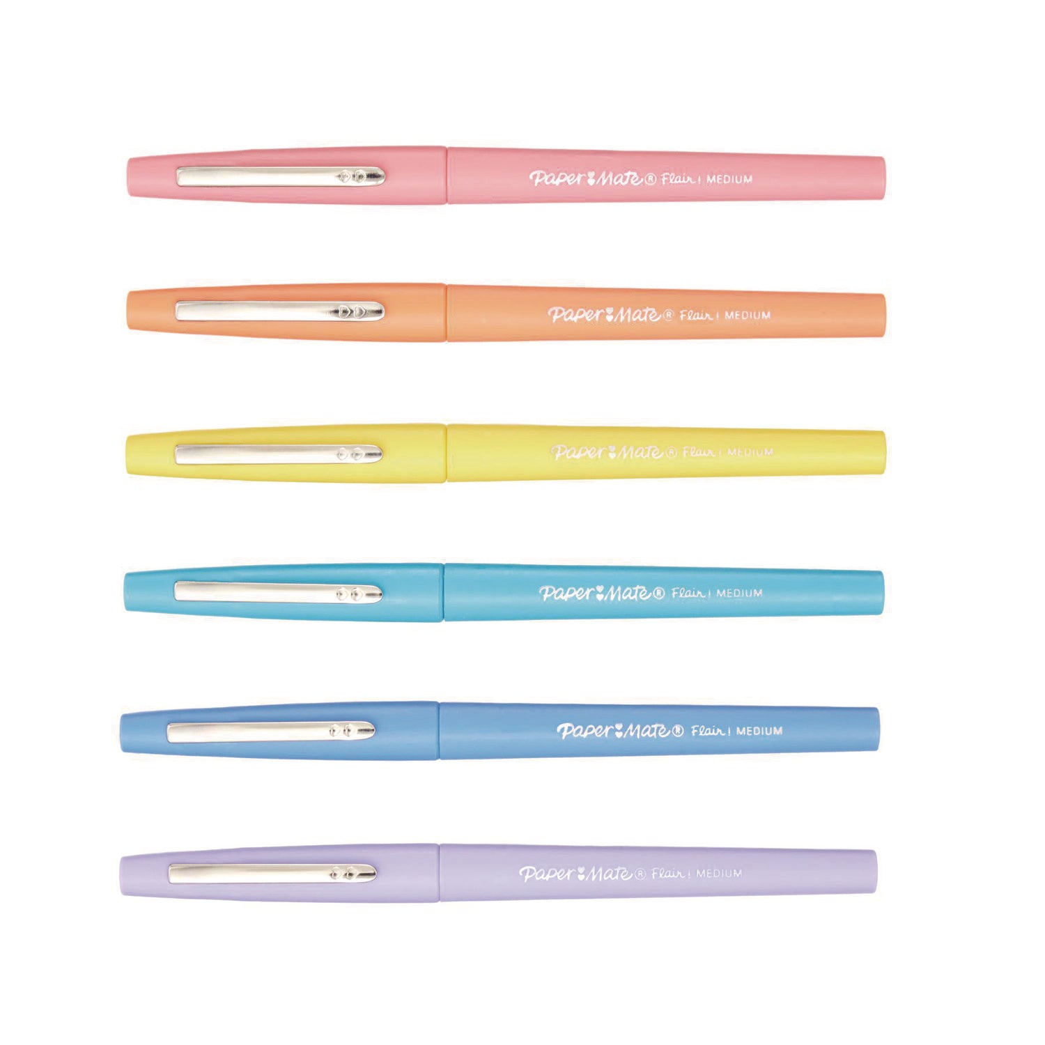 Flair Felt Tip Porous Point Pen, Stick, Medium 0.7 mm, Assorted Ink and Barrel Colors with Retro Accents, 6/Pack