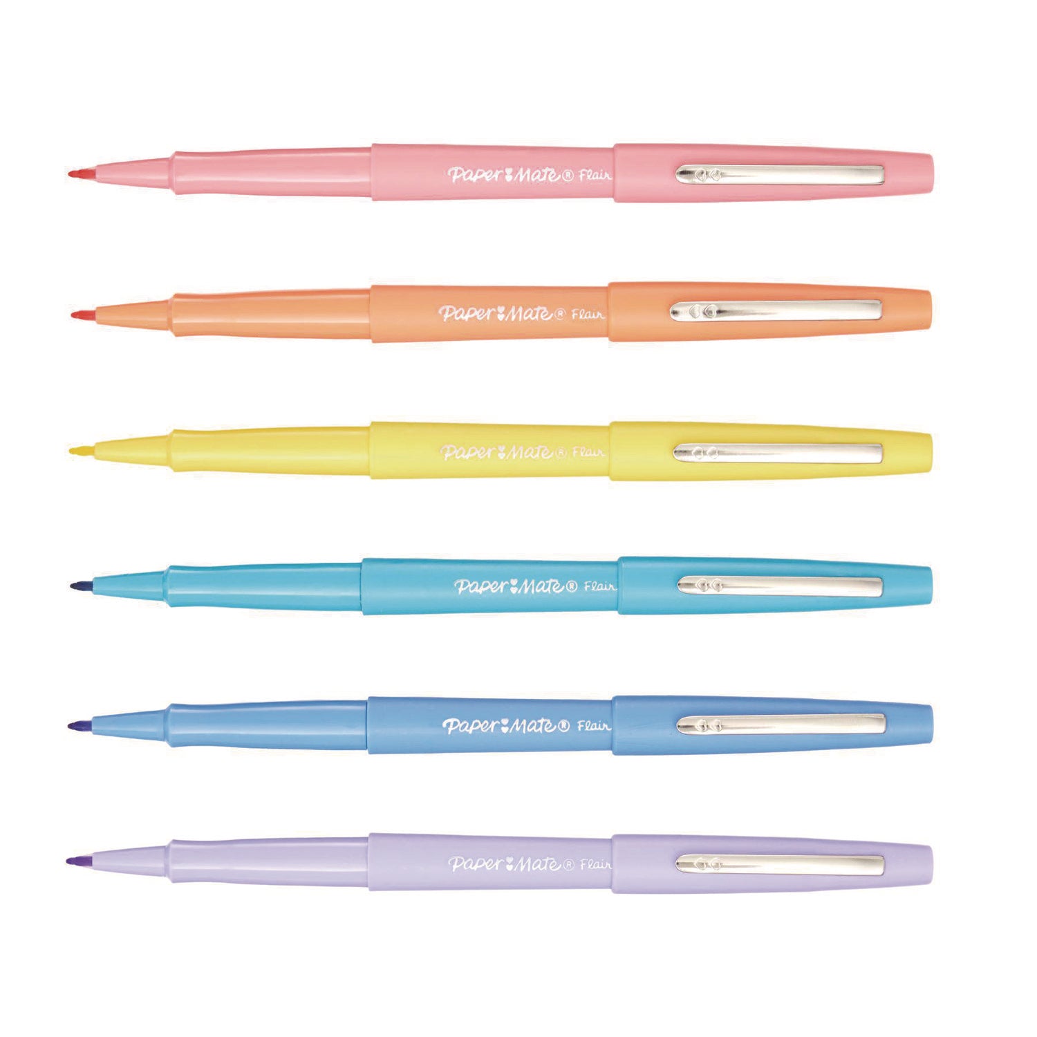 Flair Felt Tip Porous Point Pen, Stick, Medium 0.7 mm, Assorted Ink and Barrel Colors with Retro Accents, 6/Pack