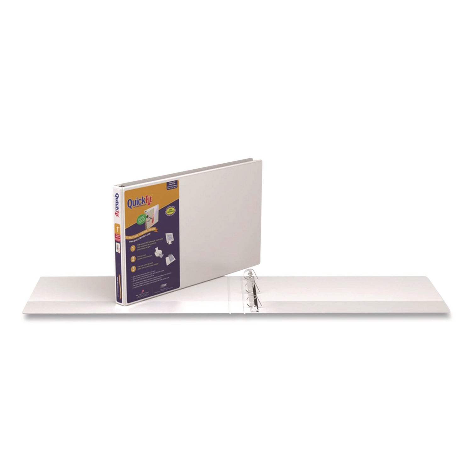 Quickfit Ledger D-Ring View Binder, 3 Rings, 1" Capacity, 11 X 17, White