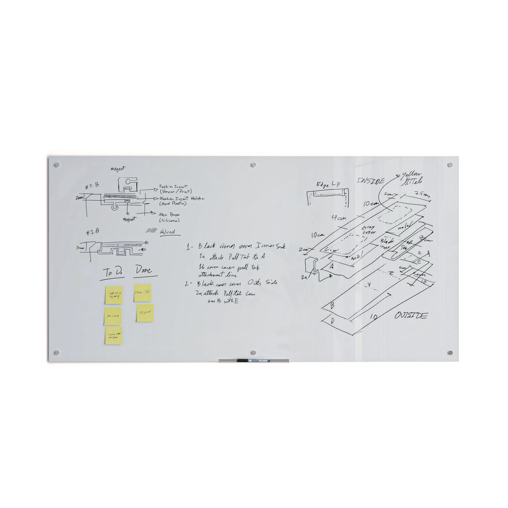 Glass Dry Erase Board, 70 x 35, White Surface