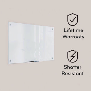 Glass Dry Erase Board, 70 x 35, White Surface