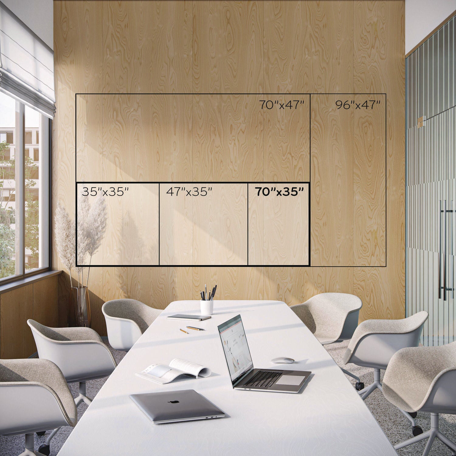 Glass Dry Erase Board, 70 x 35, White Surface