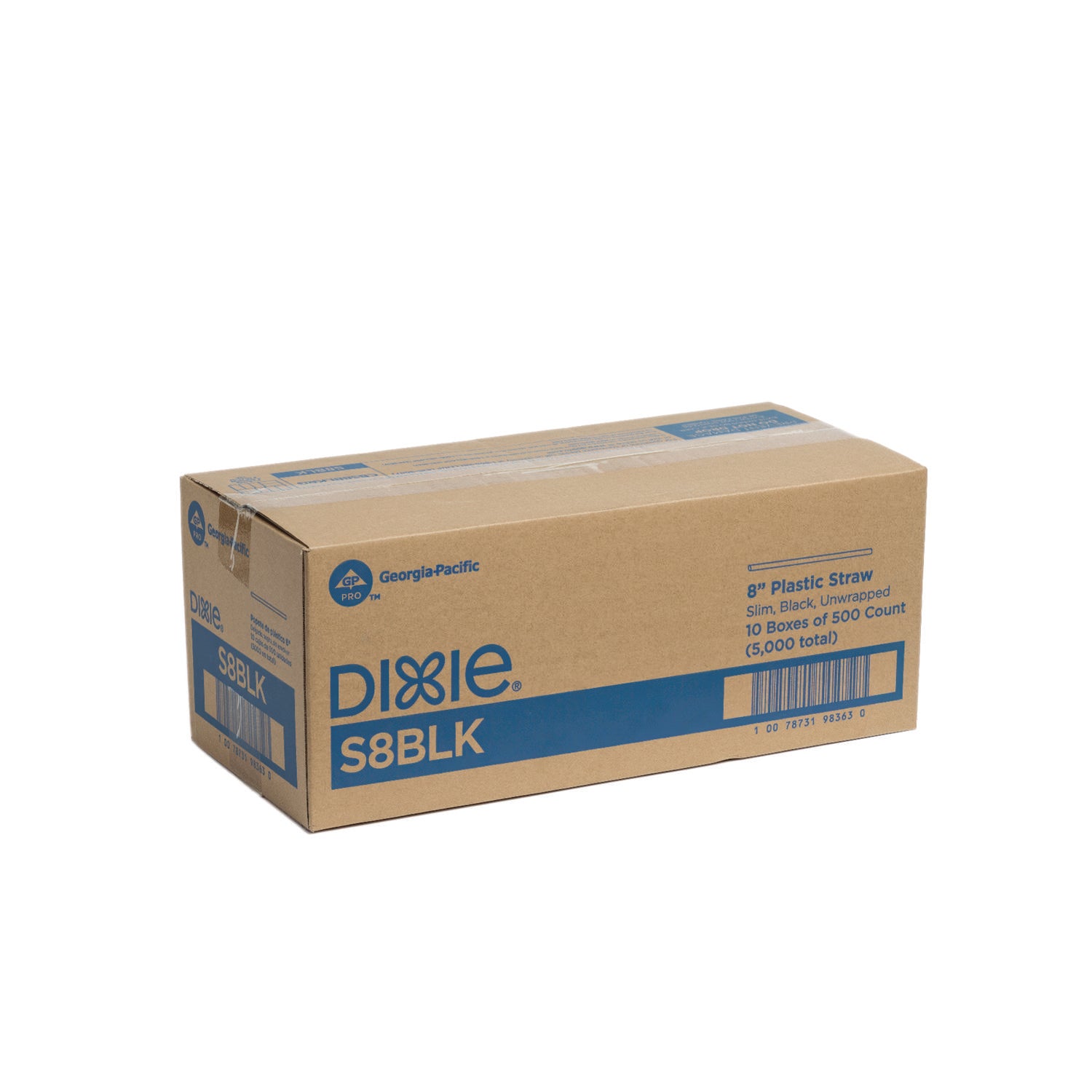 Straw,8",Slim,500/Pk,Bk