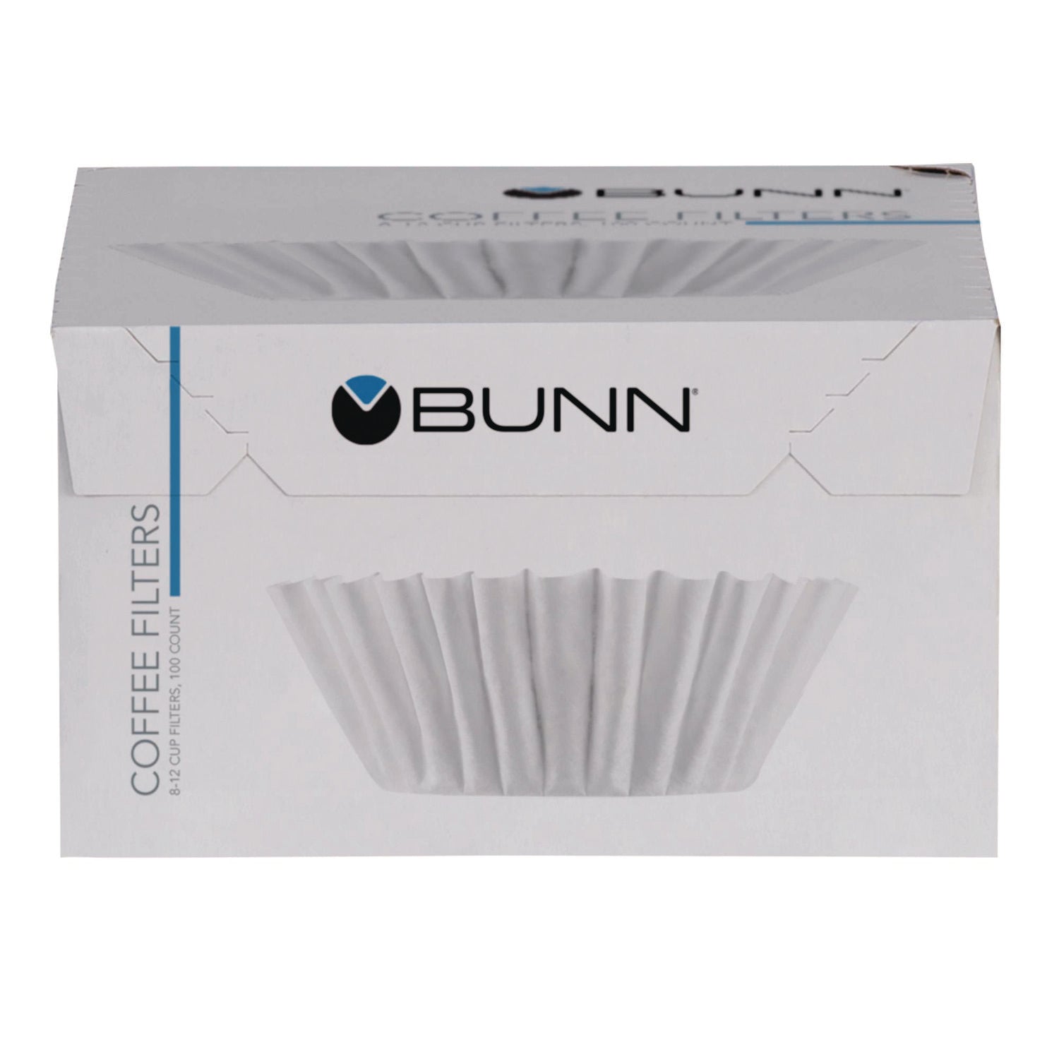 Coffee Filters, 8 to 12 Cup Size, Flat Bottom, 100/Pack