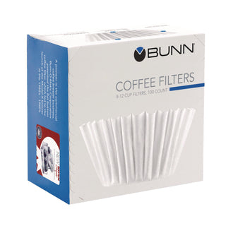 Coffee Filters, 8 to 12 Cup Size, Flat Bottom, 100/Pack