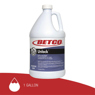 Betco Unlock Floor Stripper, 1 Gallon, Pack Of 4 - Ready-To-Use - 128 fl oz (4 quart) - 128 oz (8 lb) - 4 / Carton - Unscented, Low Foaming, Rinse-free, Low Odor - Clear